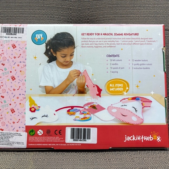 Jack In The Box Kids Learn To Sew Unicorn Kids Craft NWT - Picture 3 of 4